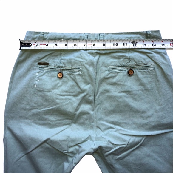 ZARA Premium Denim Wash Sage Green Joggers Ankle Cuffs Size 2 Fit Larger Chino - Picture 9 of 17